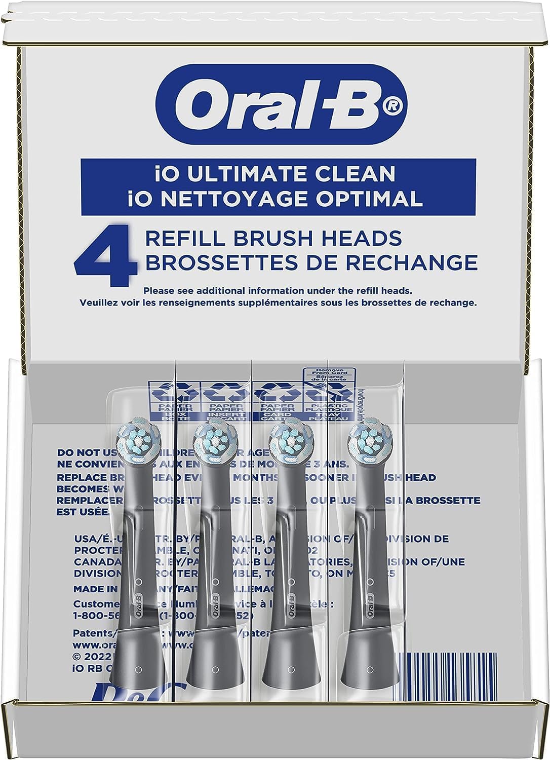 Oral-B iO Series Ultimate Clean Electric Toothbrush Replacement Brush Heads for an Oral-B Electric Toothbrush, 2 count, White