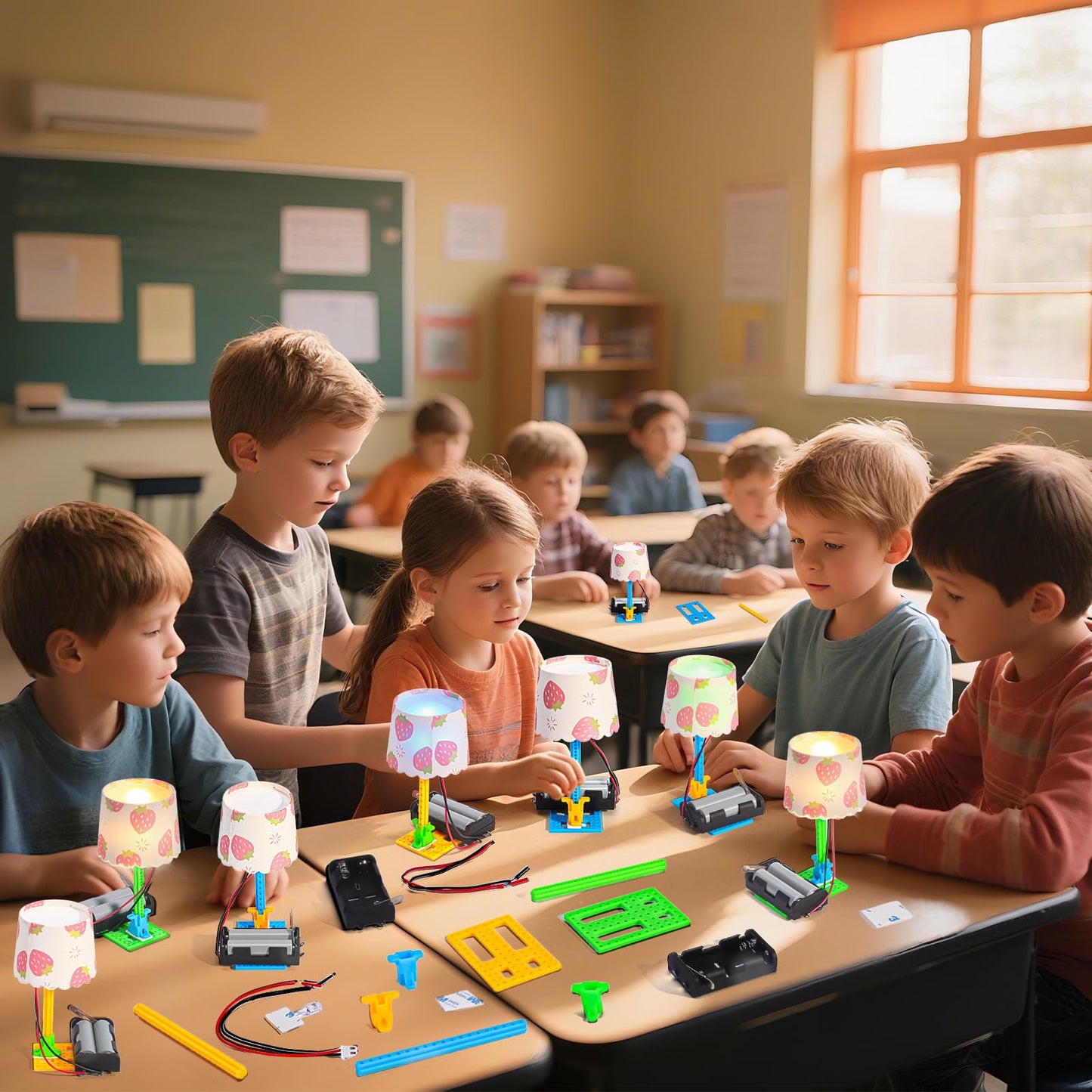 Bulk STEM Kits - 8 Set Electric Light Engineering Circuit Kit, Science Experiments Building Toys for Ages 8-12, STEM Girls Boys Arts and Crafts, Table Lamps for Kids Activities 8-10 10-12 14