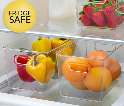 FairHome Set of 6 Clear Plastic Storage Bins With Handles, Containers To Organize Pantry, Fridge, Cabinet, Kitchen, Countertop, Closet, Cupboard, Home Organization and Storage
