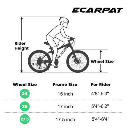 Ecarpat Full Dual Suspension 26 Inch Mountain Bike, 21-Speed Disc Brake, Front Fork Rear Shock Absorber Carbon Steel Frame Mountain Bike, Mens Womens Trail Commuter City Bicycles