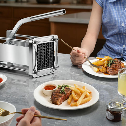 French Fry Cutter, Sopito Professional Stainless Steel Potato Cutter with 1/2", 1/4", 3/8" & Wedge Blades for Potatoes, Carrots, Apples