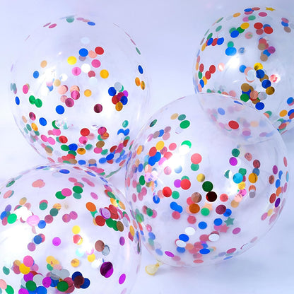 Rainbow Confetti Balloons, 25 Pcs Thickened 12 Inch Clear Latex Balloons with Colorful Confetti for Graduation,