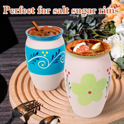 FirstGift 12-Pack Cantaritos de Barro Mexicanos – 12 oz Handmade Clay Cups for Margaritas, Taco Tuesday, Mexican Fiesta (Dishwasher & Microwave Safe)