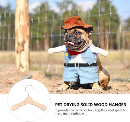10Pcs Wooden Pet Hangers - Compact and Lightweight Clothing Rack for Small Dogs, 5.51 Inch Durable Wood Hangers