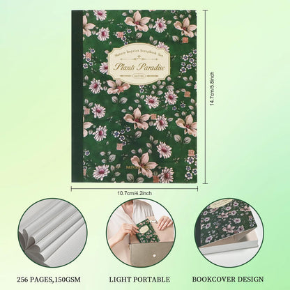 Koqye Green Plants Scrapbook Kit - 157-Piece DIY Craft Supplies for Holiday Cards, Journals & Gifts Includes Notebook, Washi Tape, Stickers & More (Green Plants)