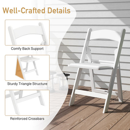 HAPPYGRILL Folding Patio Dining Chairs Set of 20, 1100 lbs Capacity Resin Padded Seats, Lightweight Portable Outdoor Chairs for Patio, Office, Weddings, Events, White (20)