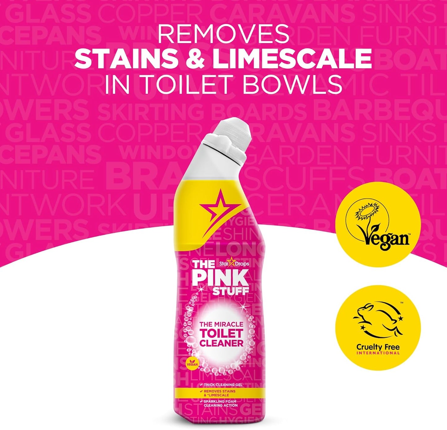 The Pink Stuff Miracle Toilet Cleaner - Powerful Stain-Removing Gel for Sparkling Clean Bowls | 750ml