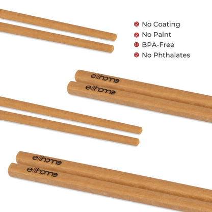 Elihome Premium Wood Fiber Chopsticks, Dishwasher Safe, Heat Resistant, Reusable Japanese Chinese Chopsticks, 26cm/10.25inch, Natural, 10 Pair