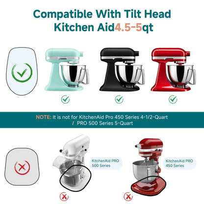 Sliding Mat for Kitchen aid 4.5-5 Qt Stand Mixer with 1Pc Gourmet Bowl Scraper and 2Pcs Cord Organizer for Kitchen Appliance Slider (4.5-5 Qt 1Pc Silicone Dough Scraper and 2x Cord Organizer, Natural)