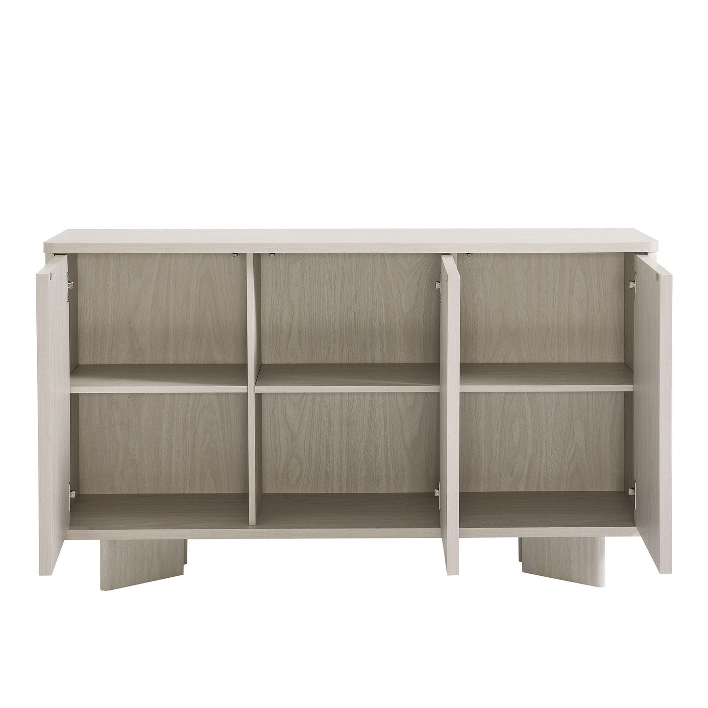 Modway Flux Arched Door Sideboard in White Wash - 55 Inch Freestanding 3-Door Buffet Credenza - Tall Media Console for Wall-Mounted TVs - Modern Accent Cabinet for Kitchen, Living Room, Hallway
