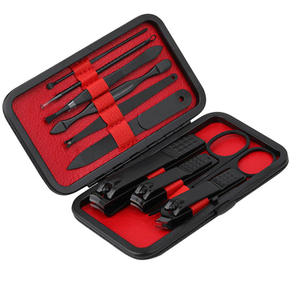 Manicure Set Nail Clippers Kit Professional Stainless Steel Nail Care Tools with Leather Travel Case 10 in 1 Blue