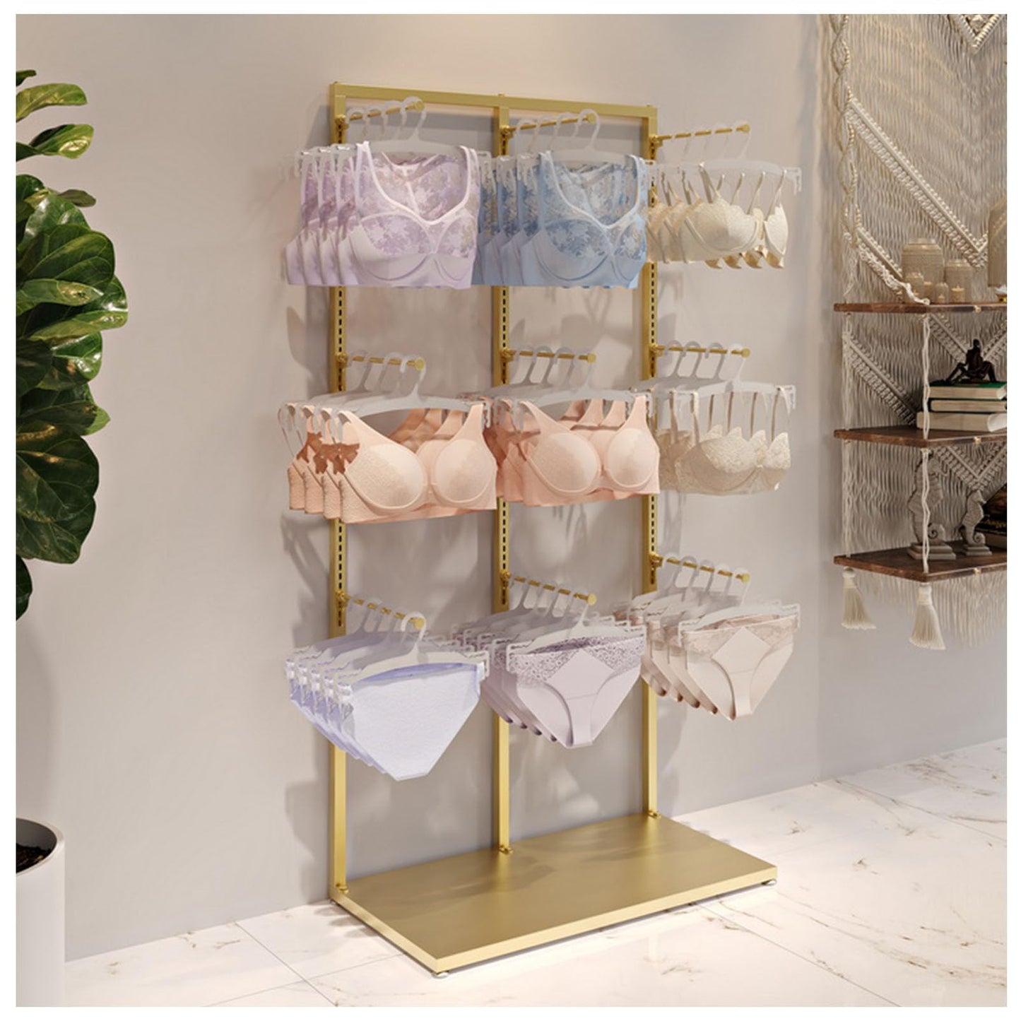 Clothing Store Garment Rack Lingerie Display Stand, Boutique Retail Underwear Organizer Rack Handbag Holder, Multifunctional Panties Bra Gloves Socks Commercial Shelves, Swimsuit Beachwear H