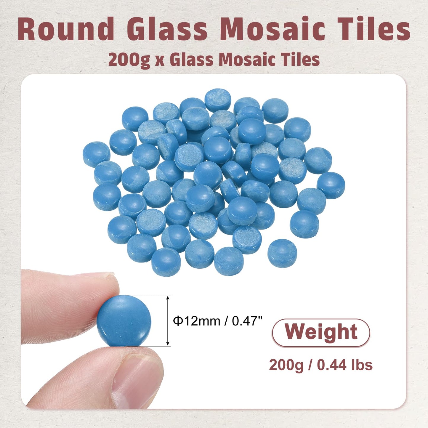 MECCANIXITY 12mm Glass Mosaic Tiles, 200g Round Iridescent Glass Pieces Recycled Mosaic Tiles Bulk for Vase Flower Pots Aquarium Decor Garden Project DIY Art Craft, Sea Blue