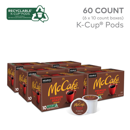 McCafe Premium Roast Coffee, Single Serve Keurig K-Cup Pods, Medium Roast, 60 Count, (6 Packs of 10)