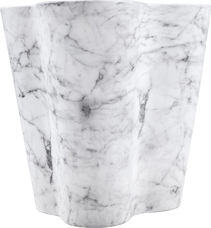 Meridian Furniture 99033White-ET Monza Collection Art Deco Marble Finish Indoor/Outdoor Concrete End Table, 21" W x 18.5" D x 22" H, White
