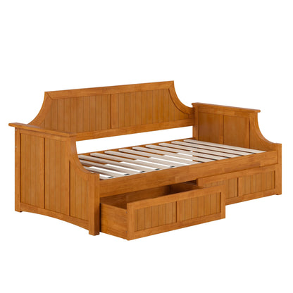 AFI, Cambridge Twin Size Wood Daybed Frame with 2 Storage Drawers, Light Toffee