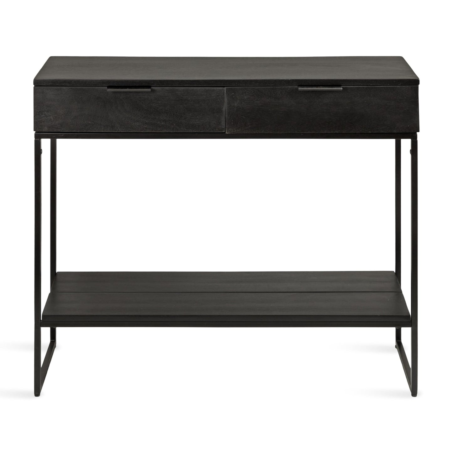 Kate and Laurel Malone Modern Wooden Console Table with Wood Shelf; 36 x 13 x 31; Black; Transitional Wood Entryway Table with Shelf and Drawers for Entry Storage Options