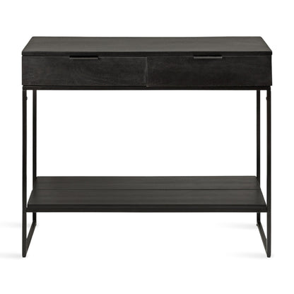 Kate and Laurel Malone Modern Wooden Console Table with Wood Shelf; 36 x 13 x 31; Black; Transitional Wood Entryway Table with Shelf and Drawers for Entry Storage Options