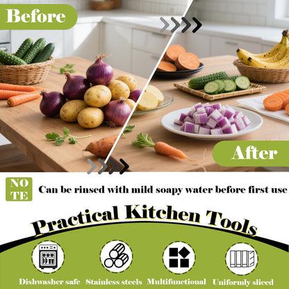 FANTEXY Onion Holder for Slicing - Onion Slicer and Meat Tenderizer Extra Large 16-Prong Stainless Steel, Vegetable Chopper for Potatoes, Tomatoes Slicer Assistant Tool for Lemons,Avocados,Carrot
