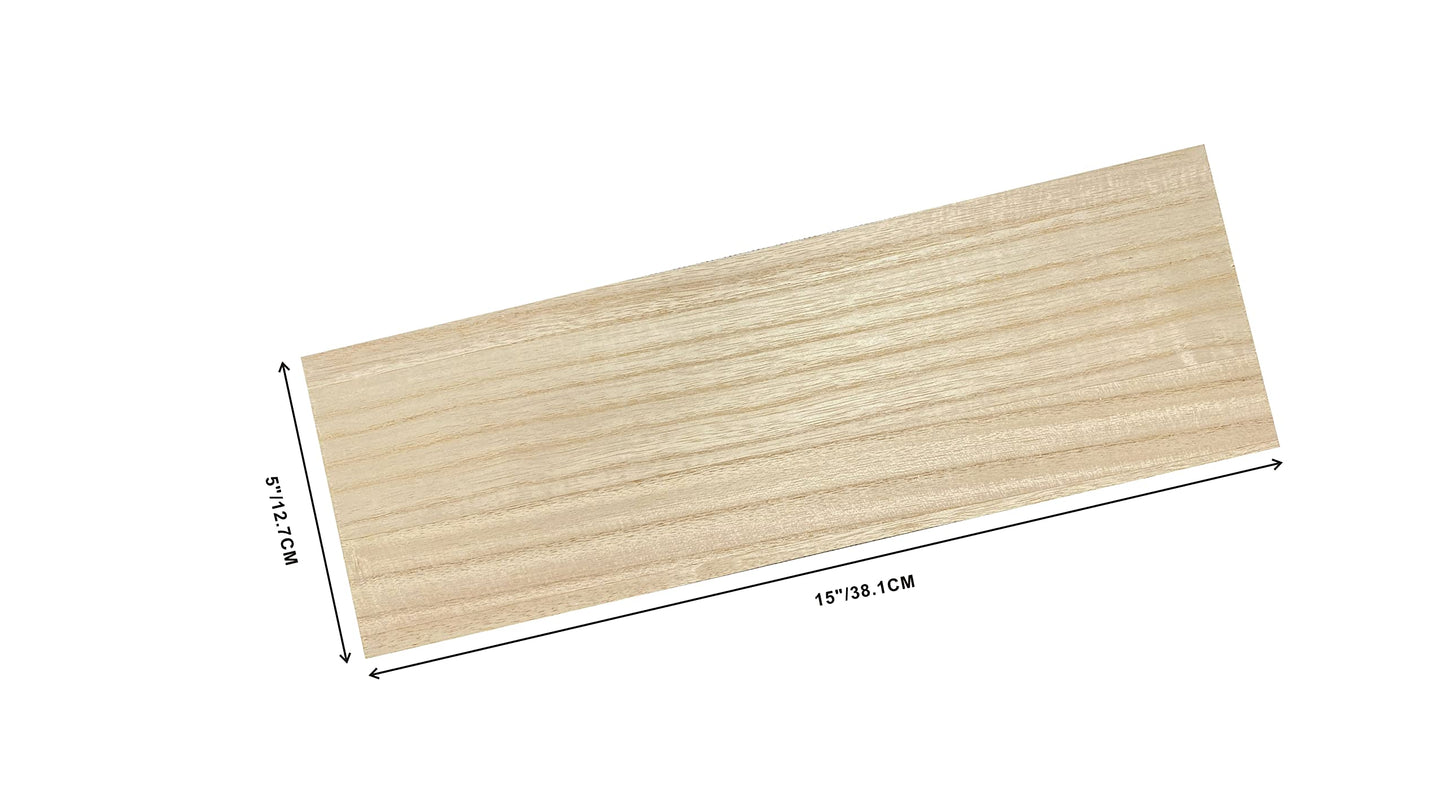 6 Pack Veneered MDF Double Sided Paulownia Wood,MDF Core,6.4mm 1/4th Inch, 5"x15" Chipboard Sheet, Unfinished Wooden Canvas Boards Signs for Crafts