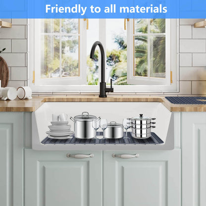 JIUBAR Sink protectors for kitchen sink |12"13"16"18"19"24"26"28"29"30"silicone sink mat| Silicone Kitchen Sink Mat Grid for Bottom of Farmhouse Stainless Steel Porcelain Sink(26"x 14" Center Gray)