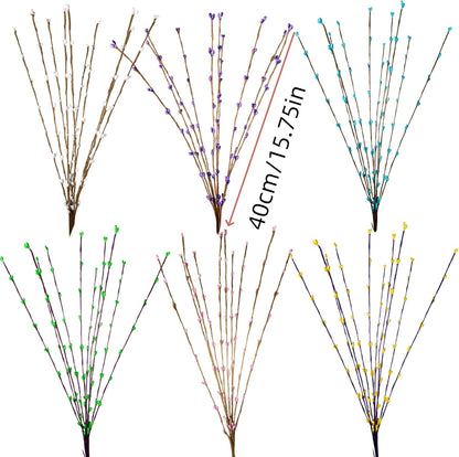 60 Pcs Easter Garland Parts Artificial Floral Picks Berry Stems Spring Pip Berry Sprays Pastel Picks Stems for Easter