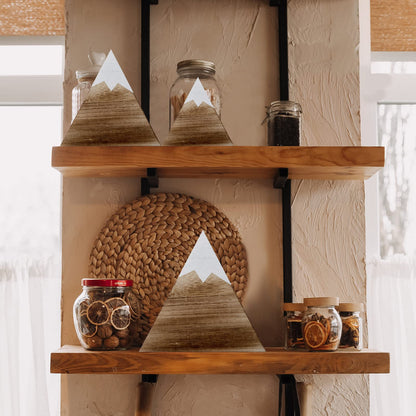 Maitys 3 Pcs 3 Size Mountain Shelf Decor Mountain Wooden Sign Farmhouse Wood Adventure Sign Woodland Nursery Decor Travel Table Centerpiece for Home(Dark Brown)
