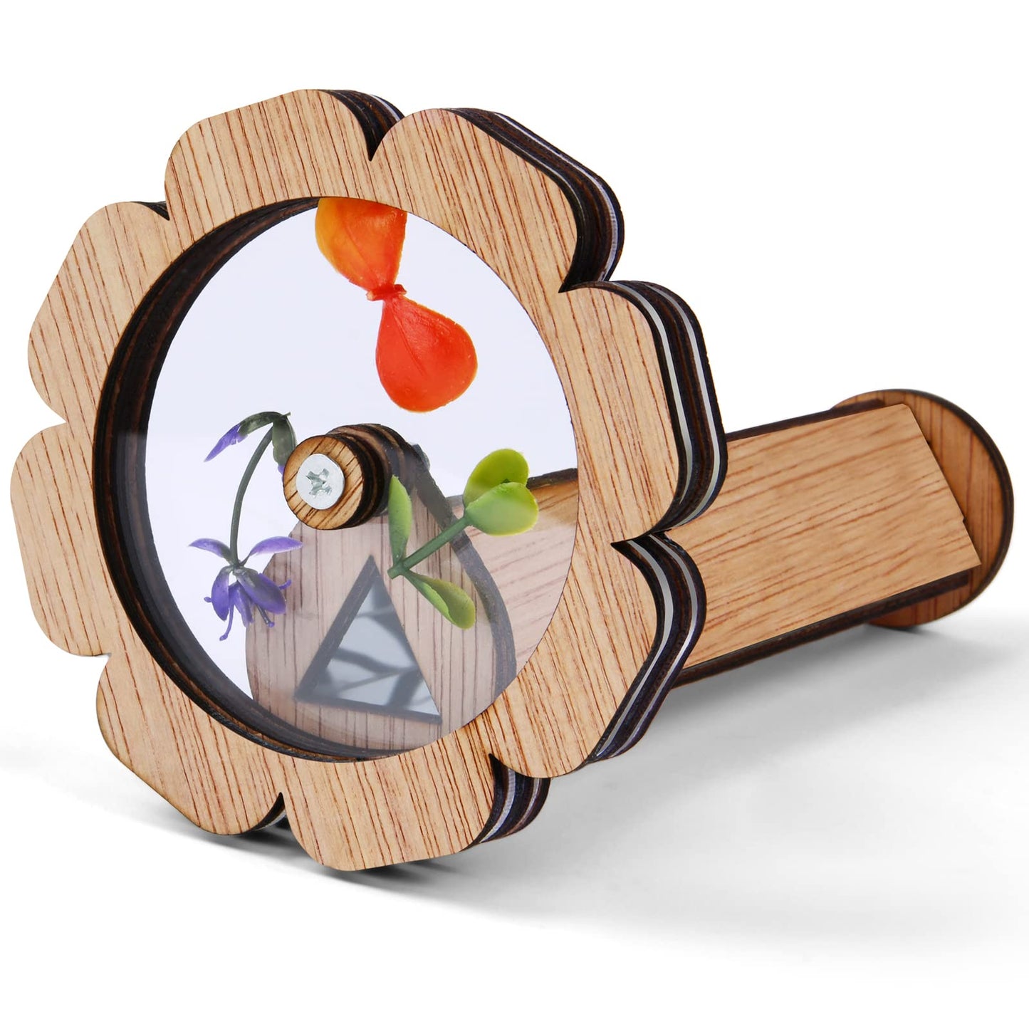 AUAUY Natural DIY Kaleidoscope Kit, Classic Magic Rotating Kaleidoscope Making Set, Handmade Educational Toys for Nature Lovers Birthday (Flower Shape)