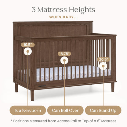Delta Children Penelope 6-in-1 Convertible Crib - Greenguard Gold Certified, Teak Brown