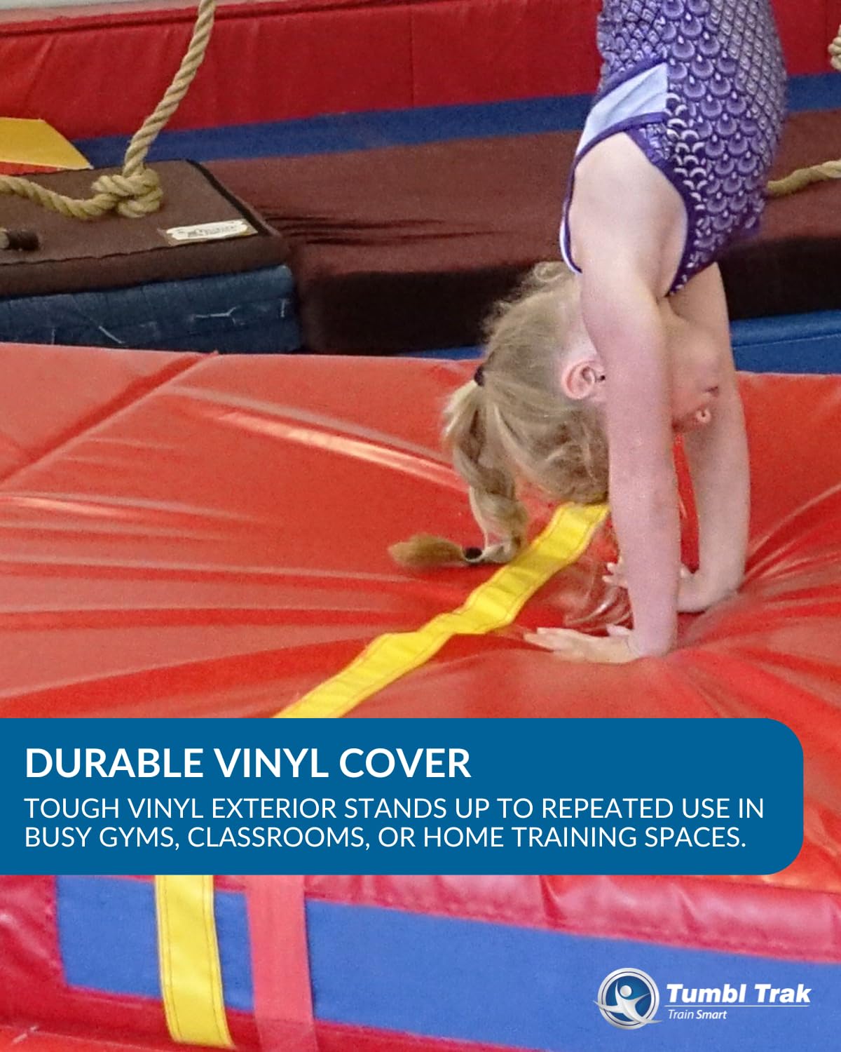 Tumbl Trak Soft Mat Crash Pad, 5ft x 10ft x 8in Single Density Foam Cushion for Gymnastics Tumbling Mat, Parkour, Cheer, Dance, Martial Arts and Kids Sensory Play