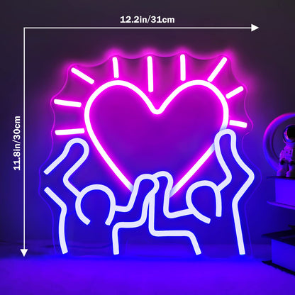 Graffiti Heart Neon Sign LED Signs for Wall Dimmable Heart Neon Light Up Signs for Bedroom Man Cave Neon Wall Art Decor Gifts for Teens