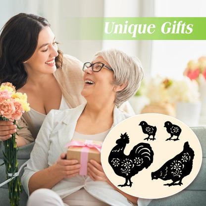 EZTZEN Chicken Metal Garden Stakes Decorative,Chicken Gifts for Women/Men/Chicken Lovers Gifts,Black Chicken Silhouette