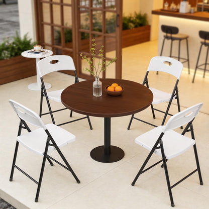 Folding Chairs 12 Pack, Outdoor Plastic Sturdy Metal Folding Chairs for Outside Indoor, Portable 350 lbs Capacity Heavy Duty Foldable Commercial Seating for Picnic, Party, Patio, Office, White