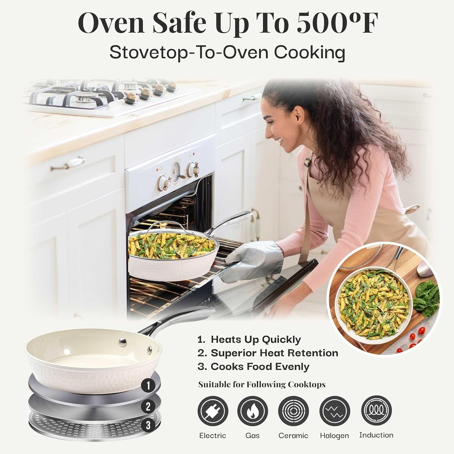 GOTHAM STEEL HAMMERED 14 Inch Non Stick Frying Pans with Lid, Extra Large Frying Pans Nonstick Cooks Family Sized Meals, Non Toxic PFOA Free, Induction Ready, Oven and Dishwasher Safe