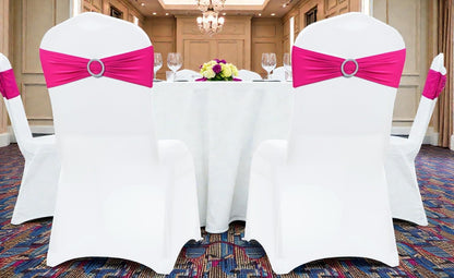 MDS Spandex Chair Sashes - Universal Elastic Stretch Bands with Slider Bow for Wedding Decor | Magenta, Pack of 125