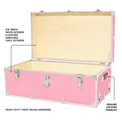 Rhino Trunk & Case Classic XL Trunk With Wheels 34"x20"x15", 1500+ lbs Capacity - Many Colors, Soft-Close Lid. Strong, USA Made Summer Camp Footlocker and Secure College Dorm Storage Chest