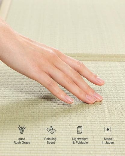 FULI Japanese Tatami Mattress, Foldable Igusa Rush Grass Tatami Rug, Natural Japanese Floor Mattress Mat Made in Japan, Twin