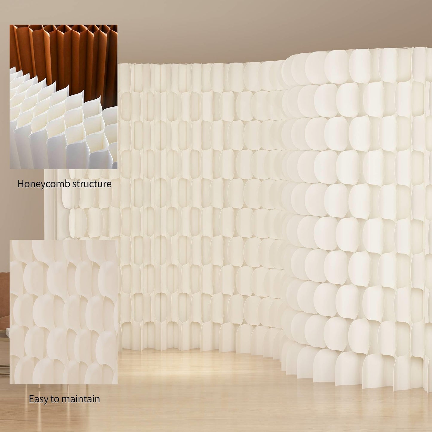Folding Paper Room Divider Panel with Different Designs on Both Sides, Reversible Privacy Screens, Portable Partition Wall Divider for Room Separation, Suitable for Any Occasion Office Booth Salon Bar