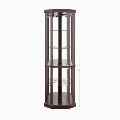 TRUNBACK Corner Curio Cabinet, 150lbs Heavy Duty Glass Display Cabinet with Light, 70" Tall 5-Tier Wine Bar China Cabinet with Tempered Glass Doors & Mirrored Back for Collectibles, Dark Cherry