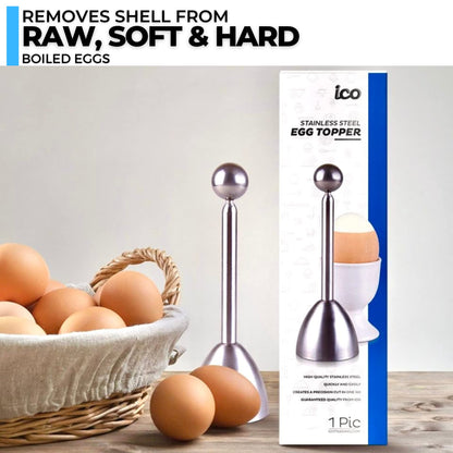 ICO Stainless Steel Egg Toppers - Perfect Opener for Soft & Hard Boiled Eggs - Pack of 2