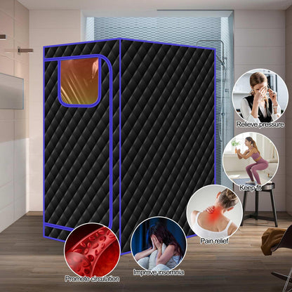 Smartmak Portable Infrared Sauna,1 or 2 Person Oversize Infrared Sauna Box with 660nm Red Light Therapy, Full Body Sauna Tent for Home, Folding Chair (Blue-2 Person)