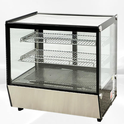 Bakery Display Cooler Countertop Refrigerated Case Desktop Vertical 28 ins Commercial Restaurant Pastry Deli Stainless Steel Base Curved Glass NSF Food Cooler CW120720