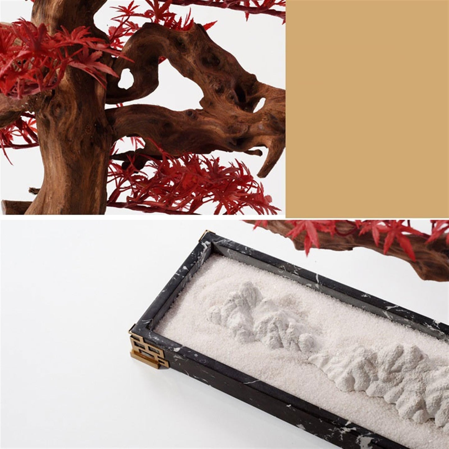 GRFIT Artificial Bonsai Red Maple Leaves Ornaments with Zen Simulation for Entrance, Study, Office, Coffee Table, Bonsai Ornaments, Luxury Decorations Artificial Tree Plant