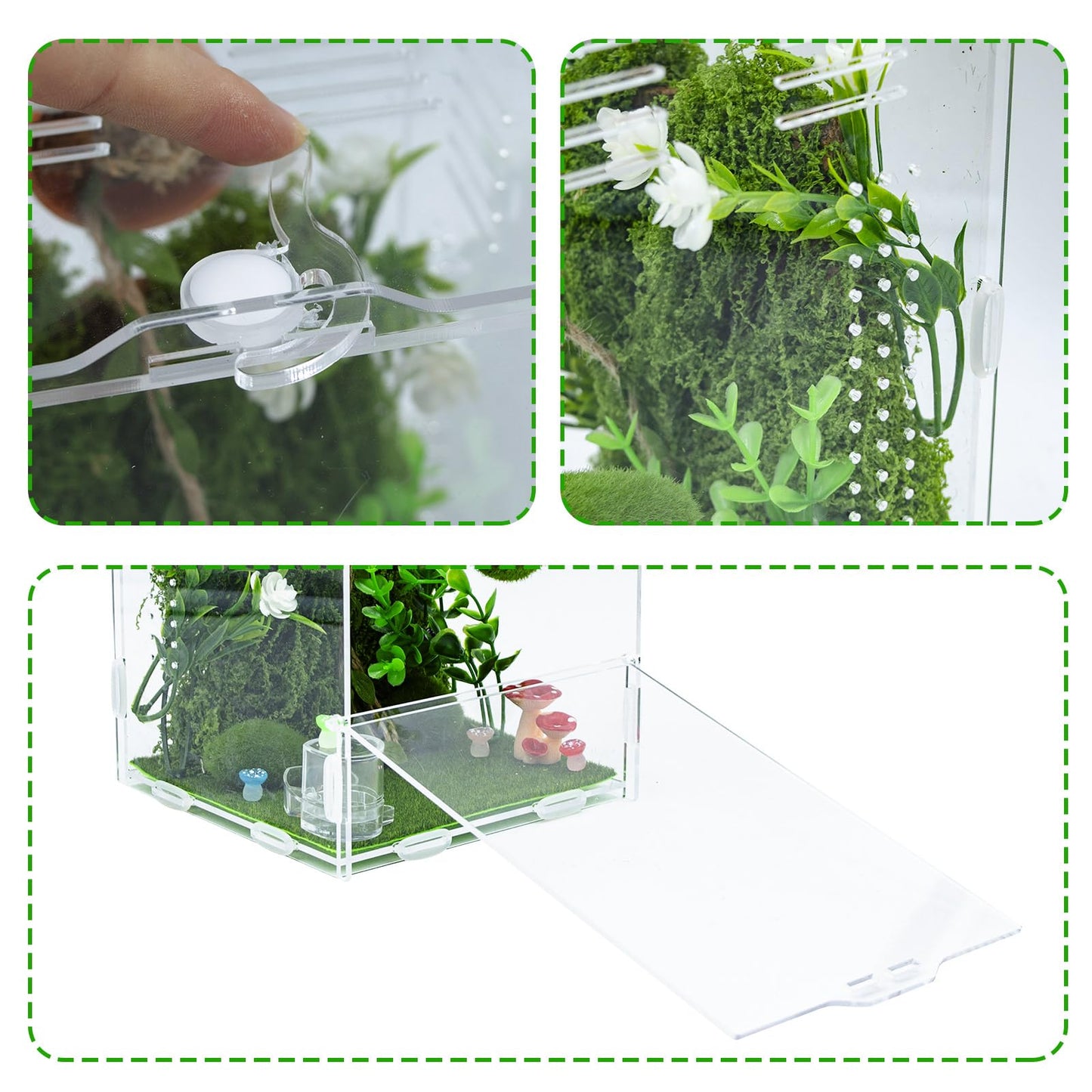 Jumping Spider Enclosure Accessories, DIY Habitat Decoration Set with Feeding Dish and Hideout, Spider Enclosure, Habitat Accessories for Jumping Spider, Tarantula, Insect