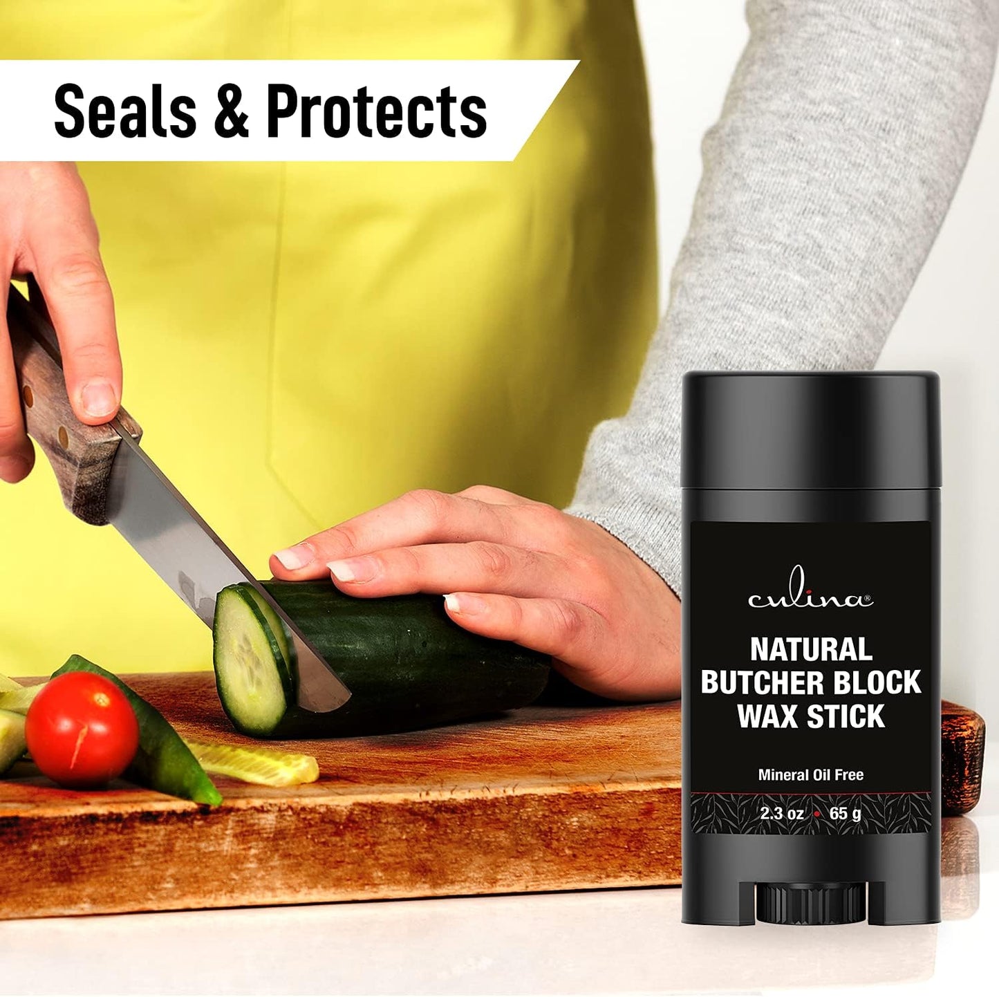 Culina Butcher Block Bamboo Conditioner Wax Stick, Best for Wood & Bamboo Conditioning, Does NOT Contain Mineral Oil