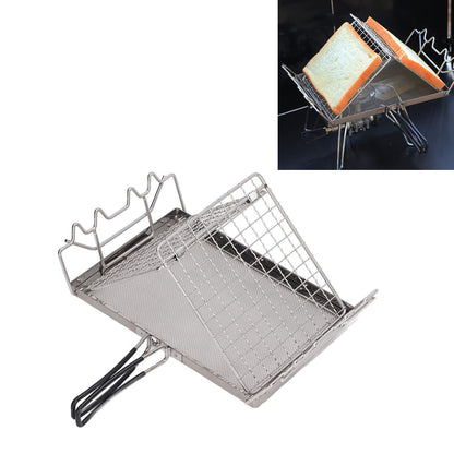 Topyond Portable Stainless Steel Camping Stove Toaster, Folding Outdoor Toaster Rack Holder Stable Structure with Handle for BBQ Camping Picnic
