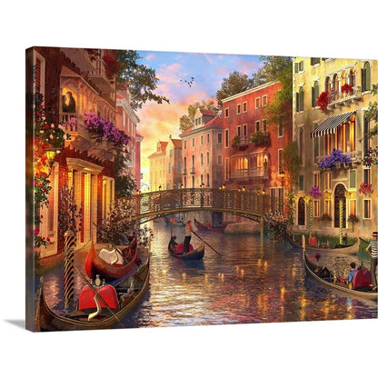 CANVAS ON DEMAND Sunset in Venice Canvas Wall Art Print by Dominic Davison, Home Decor, Design Artwork, 48"x36"