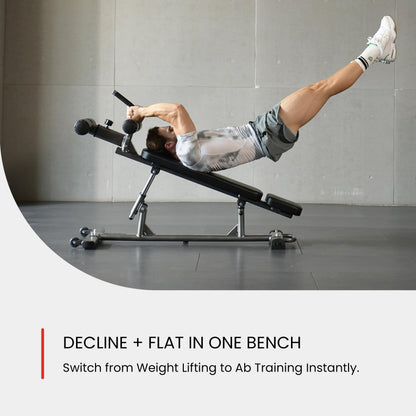 Finer Form Sit Up Bench with Reverse Crunch Handle for Ab Bench Exercises - Abdominal Exercise Equipment with 3 Adjustable Height Settings