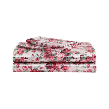 Betsey Johnson - King Bed Sheets, Satin Bedding Set with Matching Pillowcases, Wrinkle & Fade Resistant, Silky Smooth for Healthy Hair (Vintage Floral Pink)