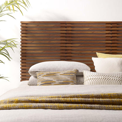 Modway Render Mid-Century Modern Wall-Mount Headboard in Walnut, Queen (U.S. Standard)